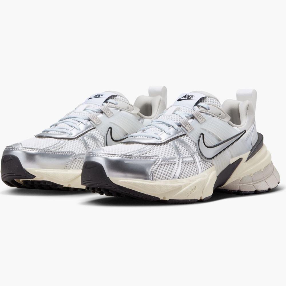 Nike Women's Metallic Silver and Gray Sneakers